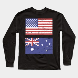 United States Flag & Australia Flag Long Sleeve T-Shirt